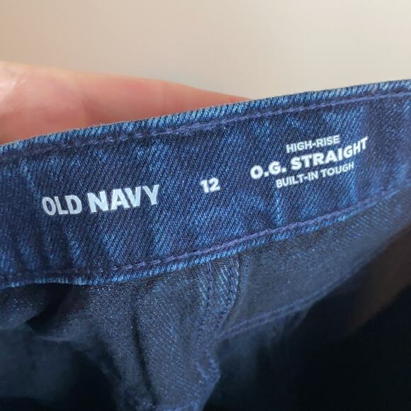 Old Navy High-Waisted O.G. Straight Built-In Tough Dark-Wash Jeans 12 - Picture 6 of 8